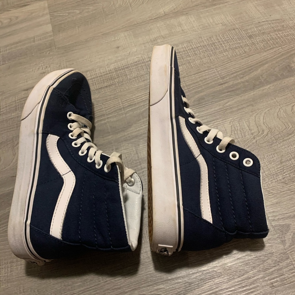 Blue And White Suede Vans Hi Tops - Picture 5 of 9